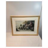 Country Cottage Framed Watercolor Unsigned