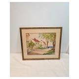 Suburban Neighbors Watercolor Unsigned