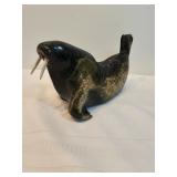 Walrus Sculpture Handmade By Native American Enook Manomie C 1981