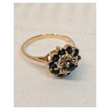 14k Gold With Diamonds And Sapphires Ring