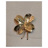 14k Gold Clover Brooch