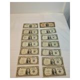 One And Two Dollar Silver Certificates Lot