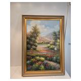 Mountain Scene Oil Painting On Canvas Signed Victoria Lynn