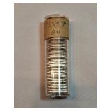 Roll Of Fifty 1959 P Silver Dimes From The Bank Marked 