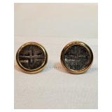 18k Gold Earrings With Silver Shipwreck Coins