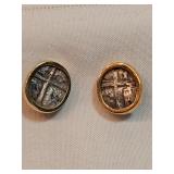 14k Gold Earrings With Silver Shipwreck Coins
