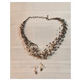 Sterling Silver And Pearls Necklace And Earrings Combo 
