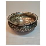 Beautiful Floral Pattern Sterling Silver Bowl
