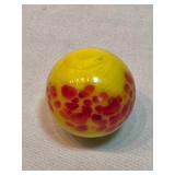 Single Pontil Shooter Marvle Yellow Swirl Glass With Orange Specks