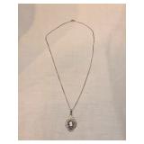 Sterling Silver Necklace With Cameo Pendant