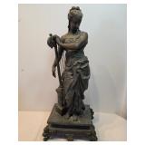 Bronze Statue Lady With Harp