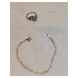Sterling Bracelet And Ring Lot