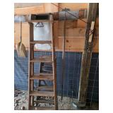 Wooden ladder, Small shovel, hoe, small wooden ladder