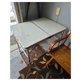 Square metal table, Wooden bench