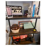 Bean pot, Eagle book ends, tape measure, games