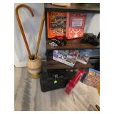 Canes, cookbooks, puzzles, battery holder