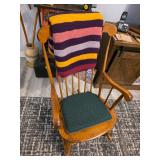 Wood Rocking Chair with pad, Handmade blanket
