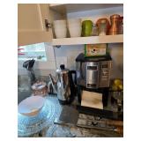 Coffee machine, BBQ utensils, Assorted knives, Glass creamer, Salt & Pepper shakers, Copper shaker, 