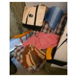 Totes, Hand made shawls and lap blankets, Large tote, Wooden glider