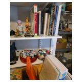 Thread, Granny statue, Sewing basket with handle, cook books, Printer Paper, Bear statue