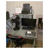 Computer desk, Gaming chair, computer, table top fan, letter sorter, Cordless Phone