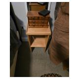 Side table, Jewelry box, wallet, Carhartt overalls