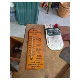 Merrill wall thermometer, wooden basket