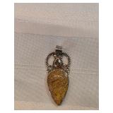 Sterling Silver With Tiger Eye And Citrine Pendant 