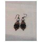 Sterling Silver With Pearl And Onyx Earrings