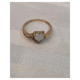 10k Gold Ring With Opal Heart