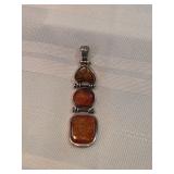 Sterling Silver And Amber Pendant 