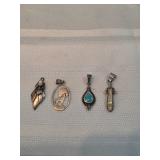 Sterling Silver Pendants Lot Of 4