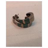 Sterling Silver And Malachite Earrings