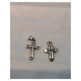 Pair Of Sterling Silver Crosses