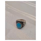 Native American Made Sterling Silver And Turquoise Ring