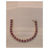 14k Gold Bracelet With Diamonds And Pink Sapphires