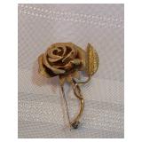 18k Gold Rose Brooch