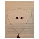 Sterling Silver Hearts Necklace And Earrings Combo