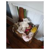 Vintage Stuffed animals, toy cradle