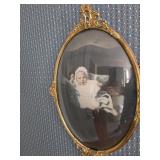 Vintage oval golden Frame with child