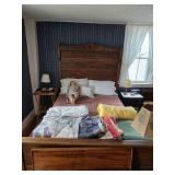 Full bed, doll, Headboard, footboard, wool blankets, side table, lamp