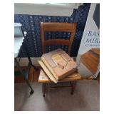 Wooden chair with caned seat, Large bible