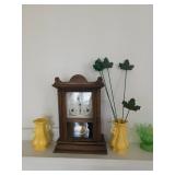 Candle clock, yellow vase pair