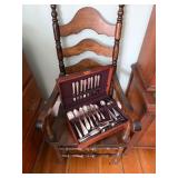 Silverware with server, Wooden ladder back chair