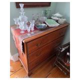 3 draw wooden Server, Carlton Ware Foxglove, Wedgwood Covered vegetable bowl/tureen and dishes, Carn