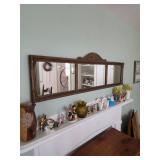 Very long framed mantle mirror, Salt and pepper shakers 