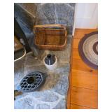 Moonshine jug, Woven basket, Cast iron wood stove steamer