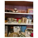Small bean pot, tin canister, Cuisinart bread machine, Cups with carry case