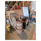 Wooden Baskets, Sled, Toy Excavator, Shop Vac