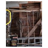Ladder Stabilizer, Vintage Rakes, Bow Saw, Hand Sa